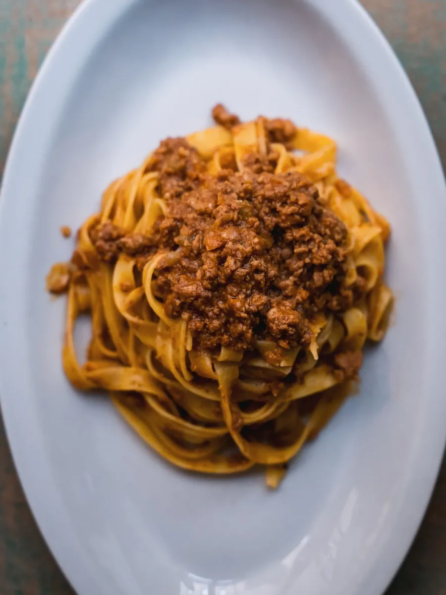 Tagliatelle al ragù served at Le Moline osteria in Bologna